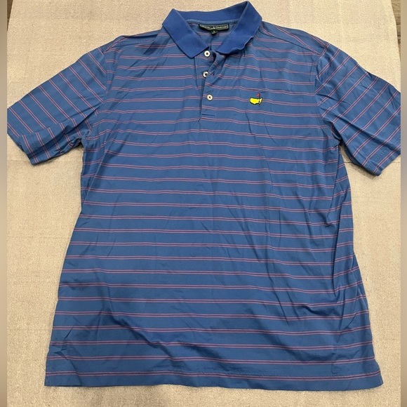 [L]Masters Collection Red Striped Blue Polo Shirt - Picture 1 of 6